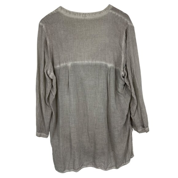Free People Sheer Gray Cowl Neck Pullover 3/4 Sleeves Hi-Lo Hem Blouse Size M - Picture 3 of 8